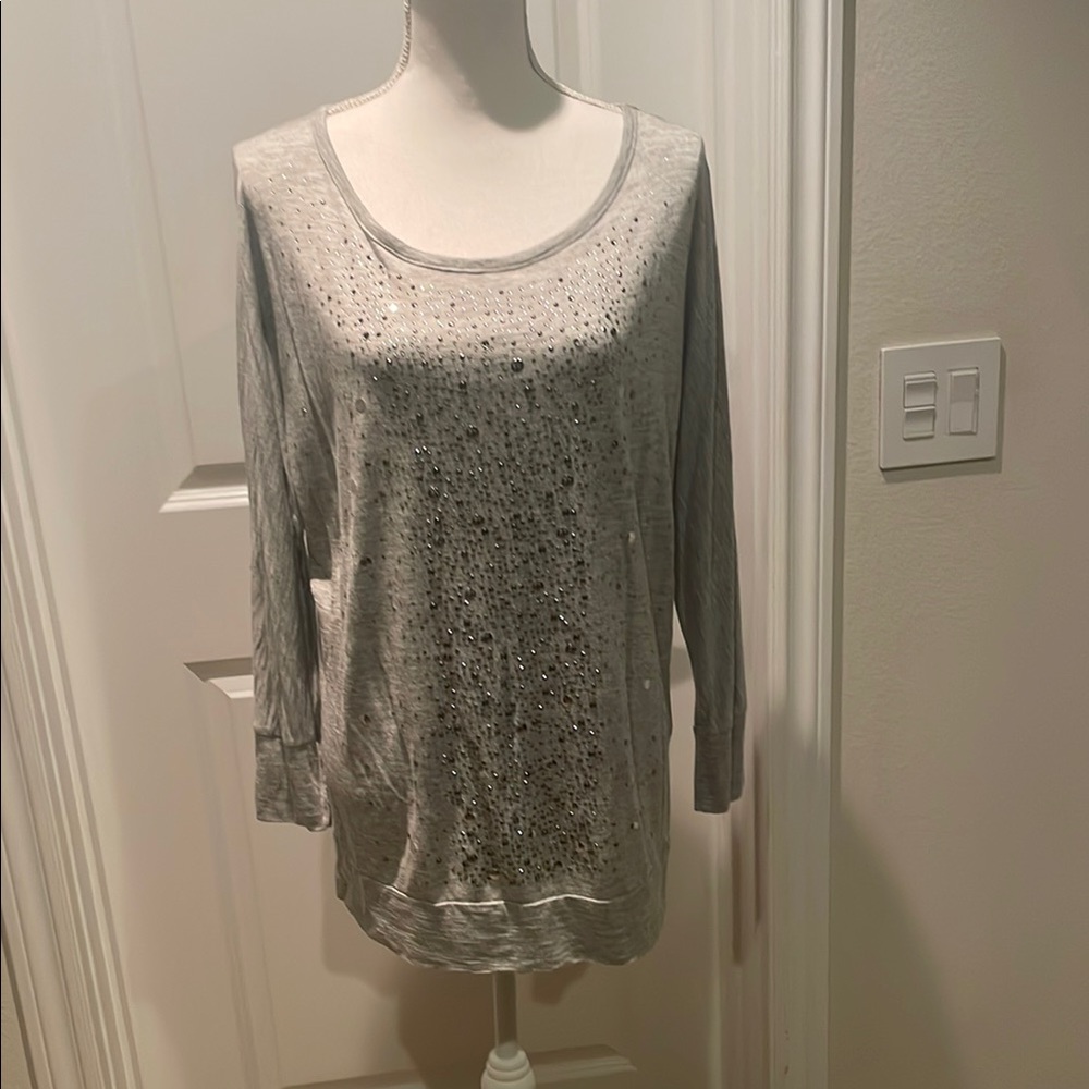 Jag Gray with Silver Long Sleeve Relaxed Tunic